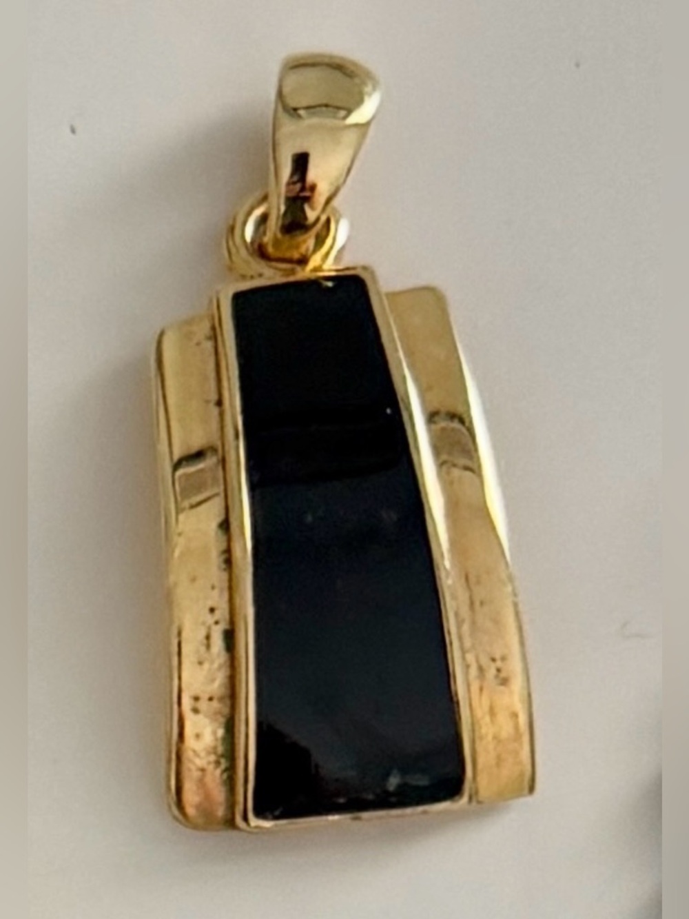 Lia Sophia Gold and Black Rectangular Pendant for a Necklace #0163